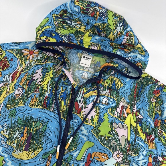 Bonobos Fielder Anorak Windbreaker Jacket Mens L Packable Hooded Blue Green - Picture 6 of 11